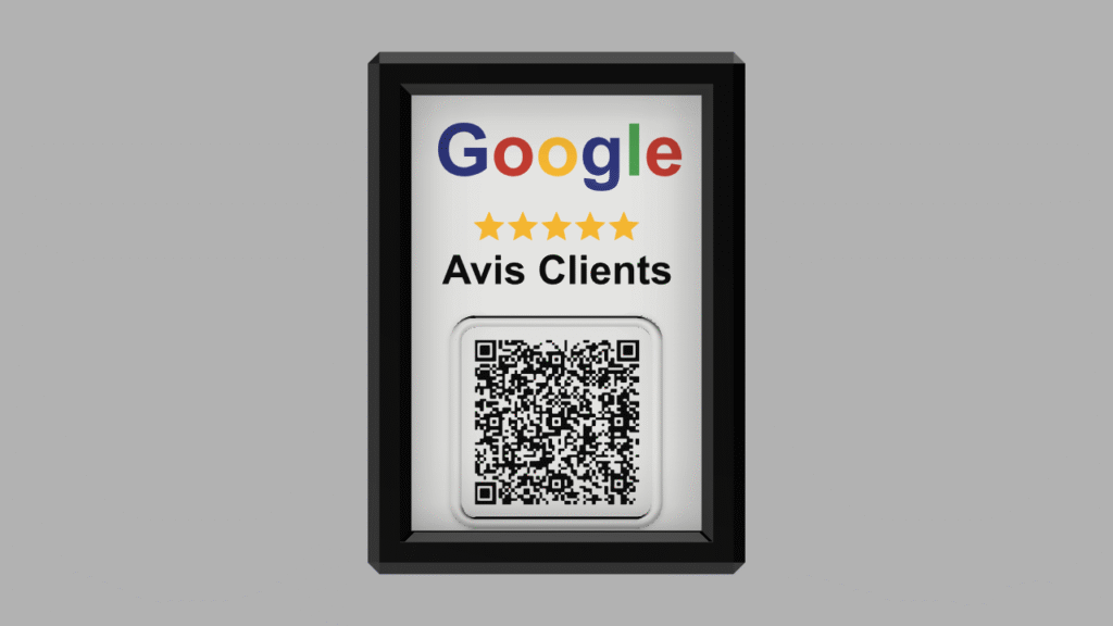Plaque personnalisée avec QR Code intégré et design moderne, idéale pour inviter les clients à laisser un avis en toute simplicité. Cette plaque au cadre noir affiche un smiley jaune tenant une pancarte avec l’inscription « Laisse ton Avis ! », offrant une présentation claire, professionnelle et engageante. Parfaite pour commerces, artisans, restaurants, salons ou événements, elle permet d’augmenter le nombre d’avis clients et d’améliorer la visibilité en ligne. Le QR Code scannable facilite l’accès direct à une page d'avis ou à un formulaire personnalisé. Un outil pratique, esthétique et efficace pour booster votre réputation. Mots-clés : plaque QR Code avis client, panneau collecte avis, QR Code personnalisé, support pour avis Google, outil marketing commerce, plaque professionnelle QR, signalétique moderne, augmenter avis clients, accessoire point de vente, plaque avis.